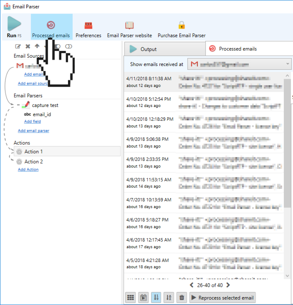 screenshot of Email Parser